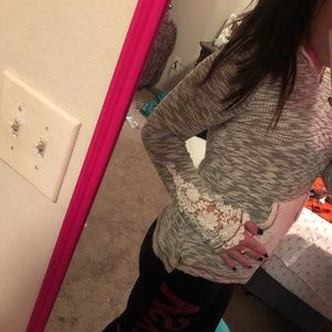 Lace Detail Sweater Hoodie